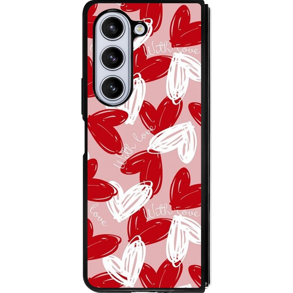 Samsung Galaxy Z Fold5 Case Hülle - Silikon schwarz Valentine 2024 with love heart