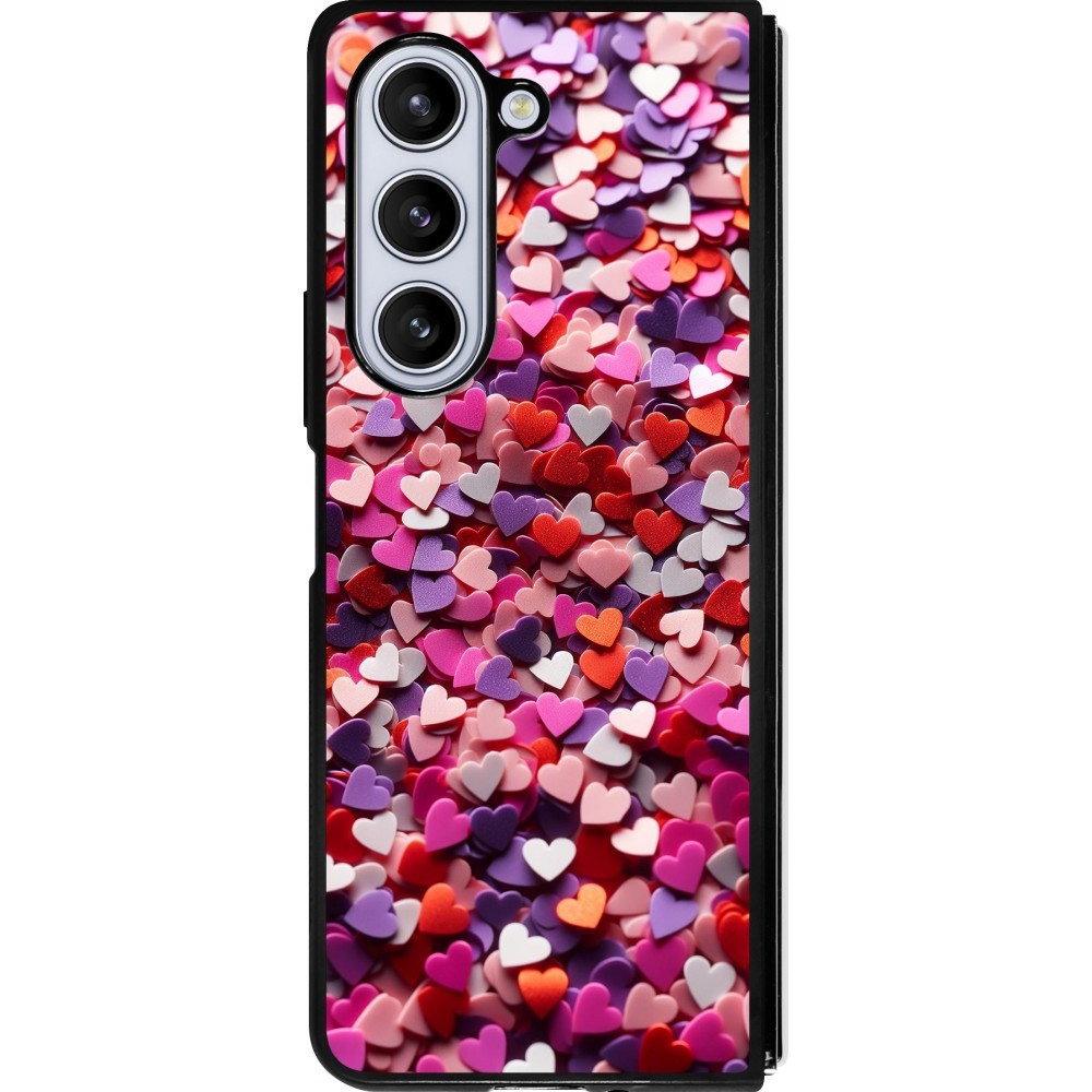 Coque Samsung Galaxy Z Fold5 - Silicone rigide noir Valentine 2025 Confetti