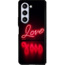 Coque Samsung Galaxy Z Fold5 - Silicone rigide noir Valentine 2025 Neon Love