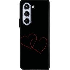 Coque Samsung Galaxy Z Fold5 - Silicone rigide noir Valentine 2023 attached heart