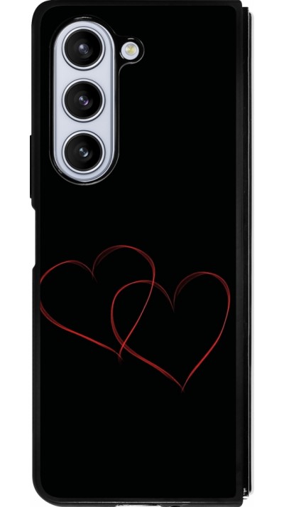 Coque Samsung Galaxy Z Fold5 - Silicone rigide noir Valentine 2023 attached heart