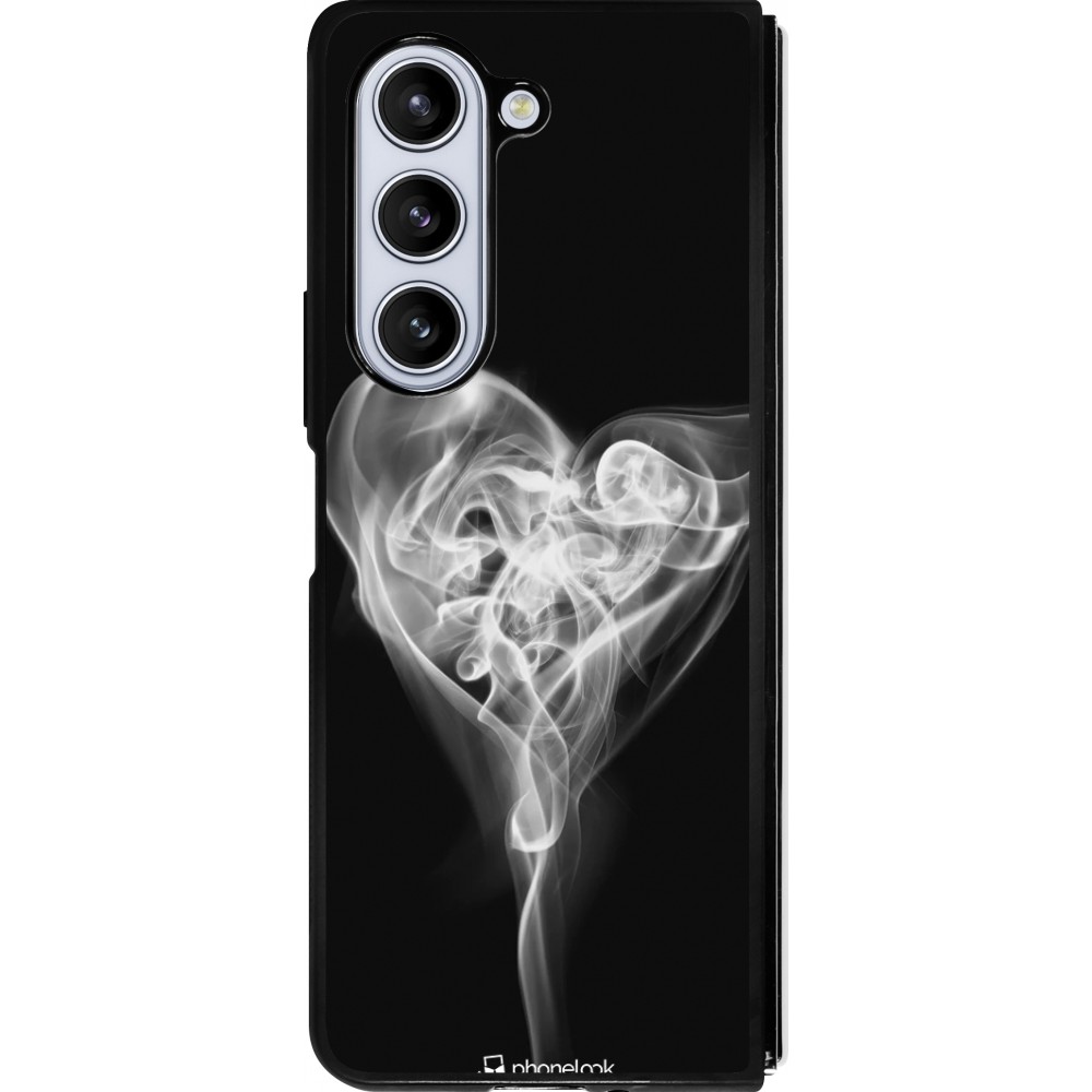Coque Samsung Galaxy Z Fold5 - Silicone rigide noir Valentine 2022 Black Smoke