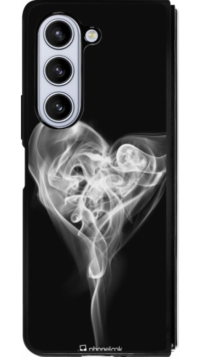 Coque Samsung Galaxy Z Fold5 - Silicone rigide noir Valentine 2022 Black Smoke