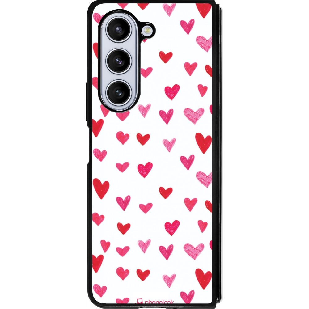 Coque Samsung Galaxy Z Fold5 - Silicone rigide noir Valentine 2022 Many pink hearts