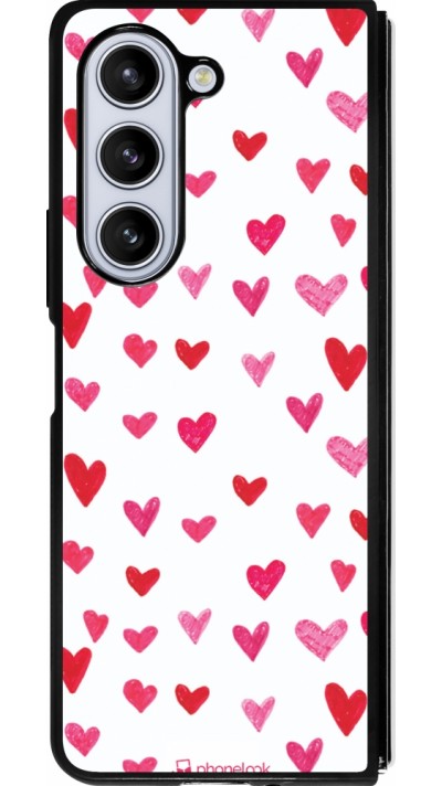 Coque Samsung Galaxy Z Fold5 - Silicone rigide noir Valentine 2022 Many pink hearts