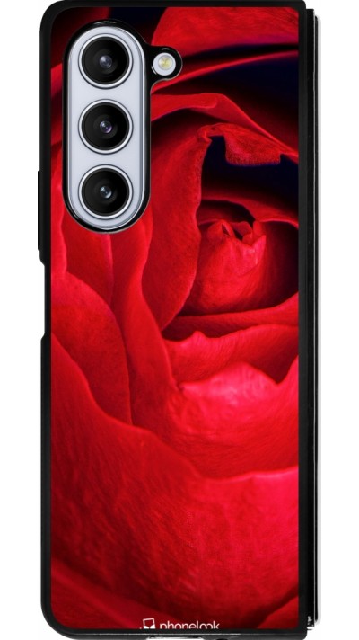 Coque Samsung Galaxy Z Fold5 - Silicone rigide noir Valentine 2022 Rose