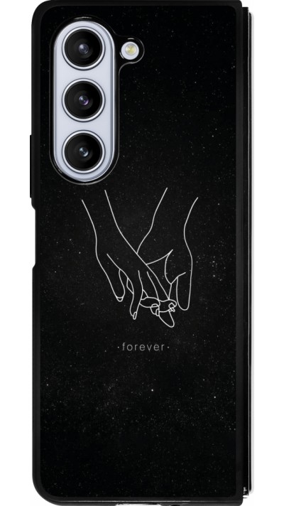 Coque Samsung Galaxy Z Fold5 - Silicone rigide noir Valentine 2023 hands forever