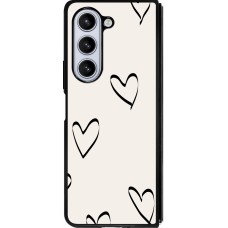 Coque Samsung Galaxy Z Fold5 - Silicone rigide noir Valentine 2023 minimalist hearts