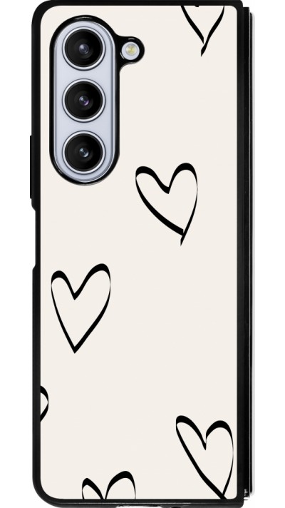 Coque Samsung Galaxy Z Fold5 - Silicone rigide noir Valentine 2023 minimalist hearts