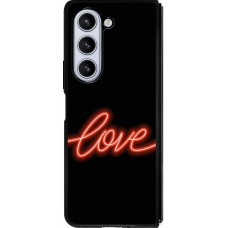 Coque Samsung Galaxy Z Fold5 - Silicone rigide noir Valentine 2023 neon love