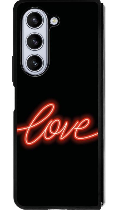 Coque Samsung Galaxy Z Fold5 - Silicone rigide noir Valentine 2023 neon love