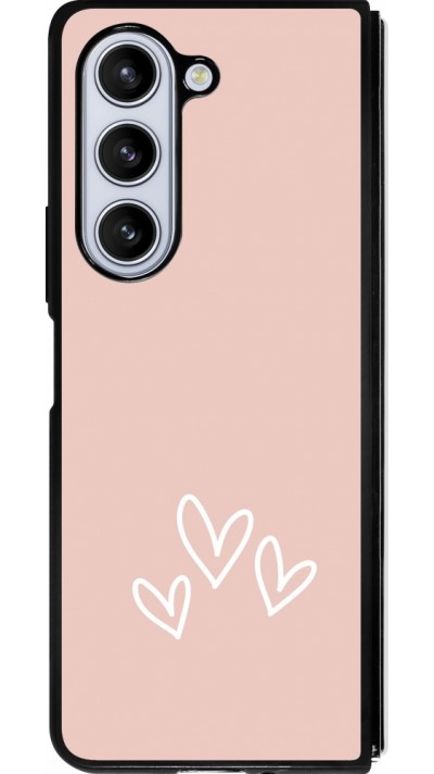 Coque Samsung Galaxy Z Fold5 - Silicone rigide noir Valentine 2023 three minimalist hearts