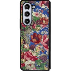 Samsung Galaxy Z Fold5 Case Hülle - Silikon schwarz Vintage Art Flowers