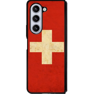 Samsung Galaxy Z Fold5 Case Hülle - Silikon schwarz Vintage Flag SWISS