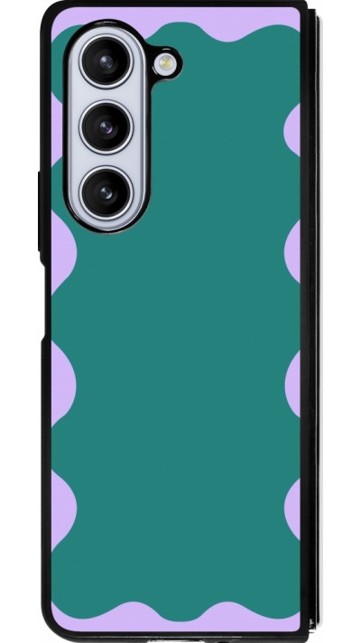 Samsung Galaxy Z Fold5 Case Hülle - Silikon schwarz Wavy Rectangle Green Purple