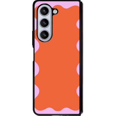 Coque Samsung Galaxy Z Fold5 - Silicone rigide noir Wavy Rectangle Orange Pink