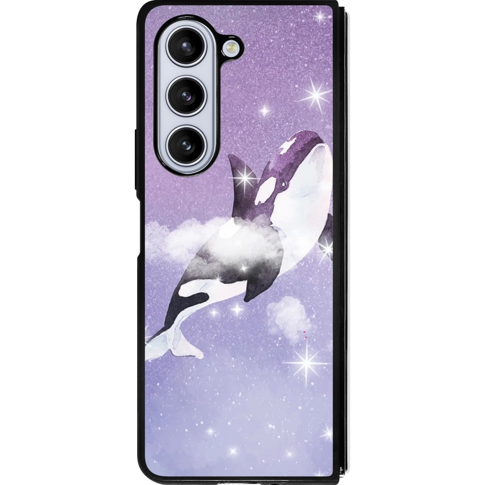 Samsung Galaxy Z Fold5 Case Hülle - Silikon schwarz Whale in sparking stars