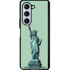 Samsung Galaxy Z Fold5 Case Hülle - Silikon schwarz Freiheitsstatue mit einem Glas Wein