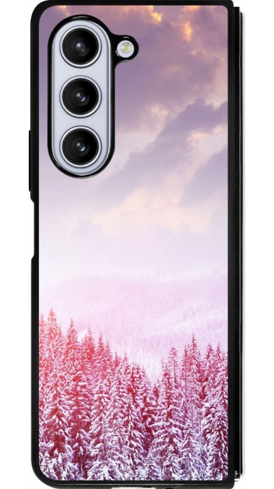 Coque Samsung Galaxy Z Fold5 - Silicone rigide noir Winter 22 Pink Forest