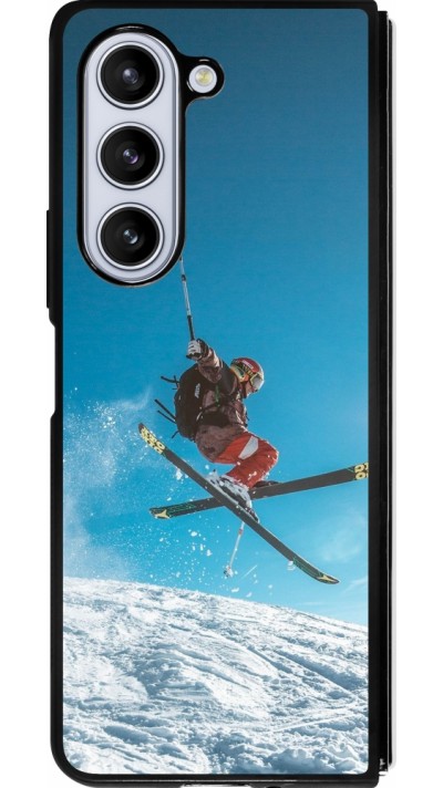 Coque Samsung Galaxy Z Fold5 - Silicone rigide noir Winter 22 Ski Jump