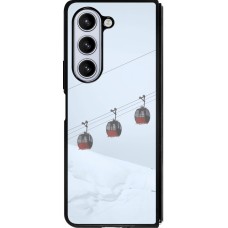 Coque Samsung Galaxy Z Fold5 - Silicone rigide noir Winter 22 ski lift