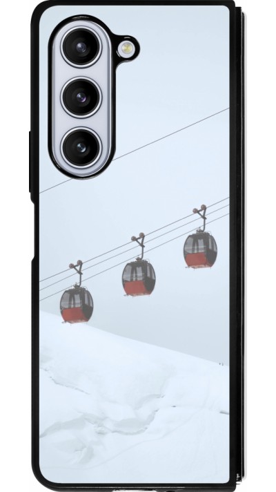 Coque Samsung Galaxy Z Fold5 - Silicone rigide noir Winter 22 ski lift