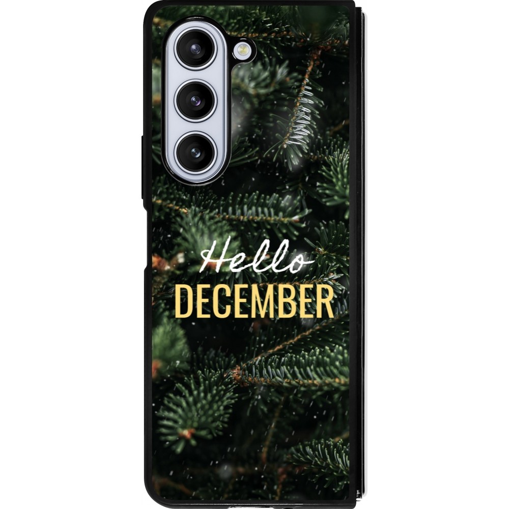 Coque Samsung Galaxy Z Fold5 - Silicone rigide noir Winter 25 Winter hello december