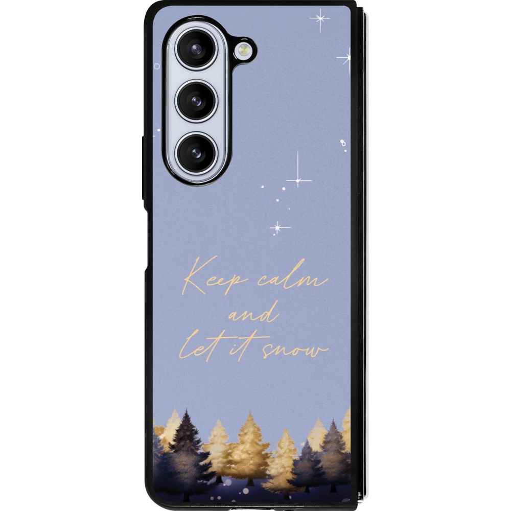 Coque Samsung Galaxy Z Fold5 - Silicone rigide noir Winter 25 Winter illustration of trees