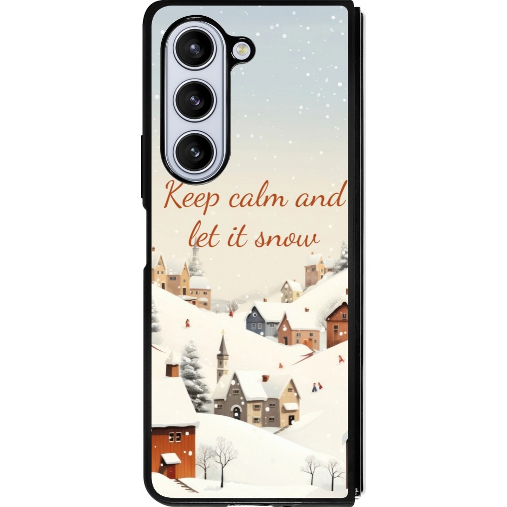 Coque Samsung Galaxy Z Fold5 - Silicone rigide noir Winter 25 Winter Keep calm and let it snow