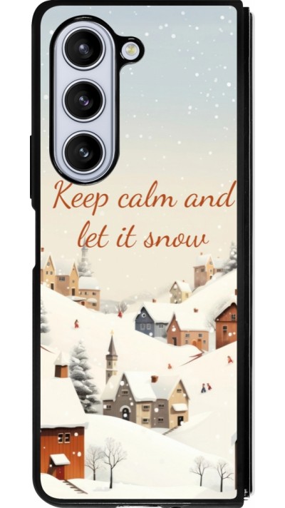 Coque Samsung Galaxy Z Fold5 - Silicone rigide noir Winter 25 Winter Keep calm and let it snow
