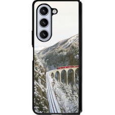 Coque Samsung Galaxy Z Fold5 - Silicone rigide noir Winter 25 Winter polar express