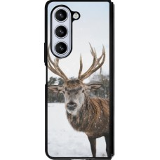 Coque Samsung Galaxy Z Fold5 - Silicone rigide noir Winter 25 Winter reindeer