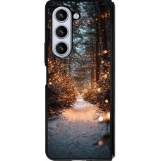 Coque Samsung Galaxy Z Fold5 - Silicone rigide noir Winter 25 Winter snowy road