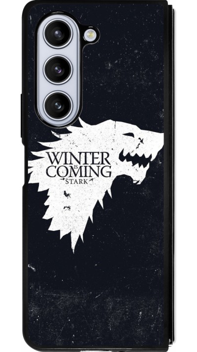 Coque Samsung Galaxy Z Fold5 - Silicone rigide noir Winter is coming Stark