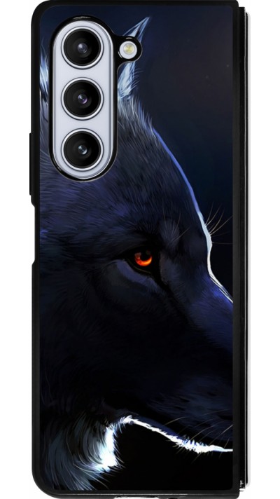 Coque Samsung Galaxy Z Fold5 - Silicone rigide noir Wolf Shape