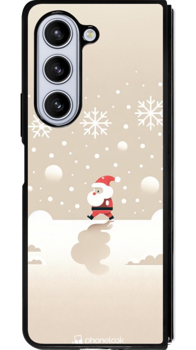 Coque Samsung Galaxy Z Fold5 - Silicone rigide noir Noël 2023 Minimalist Santa