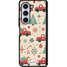 Coque Samsung Galaxy Z Fold5 - Silicone rigide noir Noël 2024 Camion Sapin