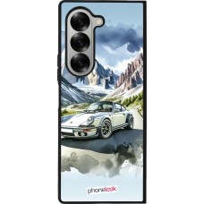 Coque Samsung Galaxy Z Fold6 - Silicone rigide noir Porsche 911 Mountain Watercolor