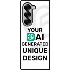 Coque Samsung Galaxy Z Fold6 - Silicone rigide noir Unique au monde générée par intelligence artificielle (AI) avec vos idées