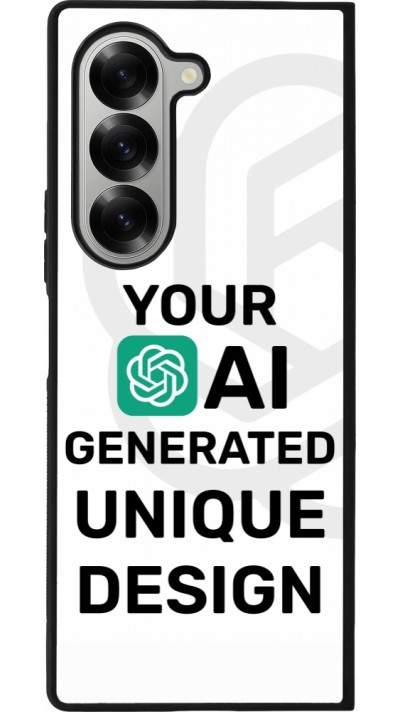 Coque Samsung Galaxy Z Fold6 - Silicone rigide noir Unique au monde générée par intelligence artificielle (AI) avec vos idées