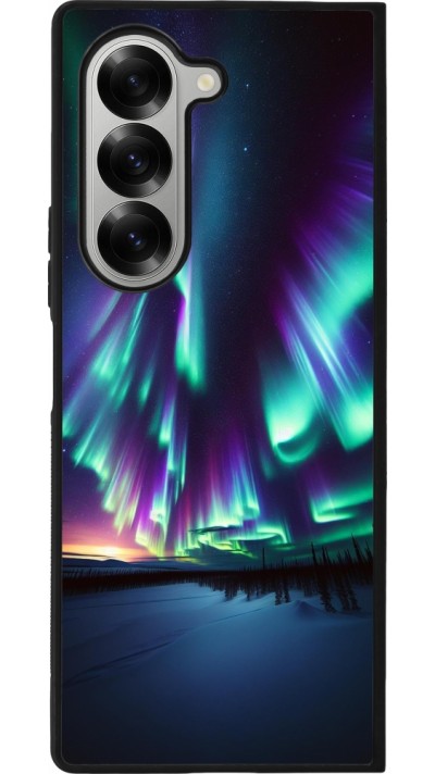 Samsung Galaxy Z Fold6 Case Hülle - Silikon schwarz Funkelndes Nordlicht