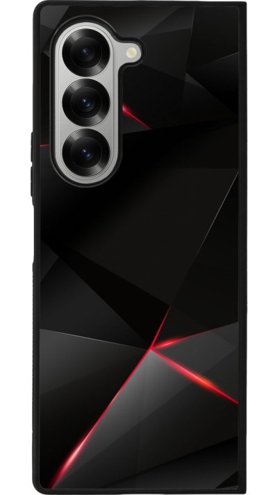 Coque Samsung Galaxy Z Fold6 - Silicone rigide noir Black Red Lines