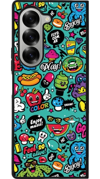 Coque Samsung Galaxy Z Fold6 - Silicone rigide noir Cartoons old school