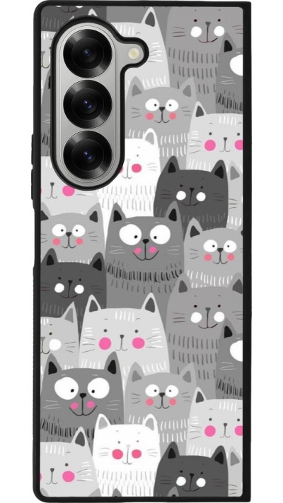Samsung Galaxy Z Fold6 Case Hülle - Silikon schwarz Katzenschwärme