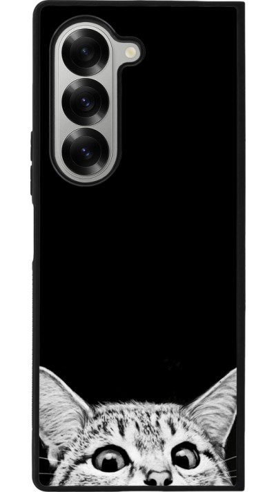 Coque Samsung Galaxy Z Fold6 - Silicone rigide noir Cat Looking Up Black