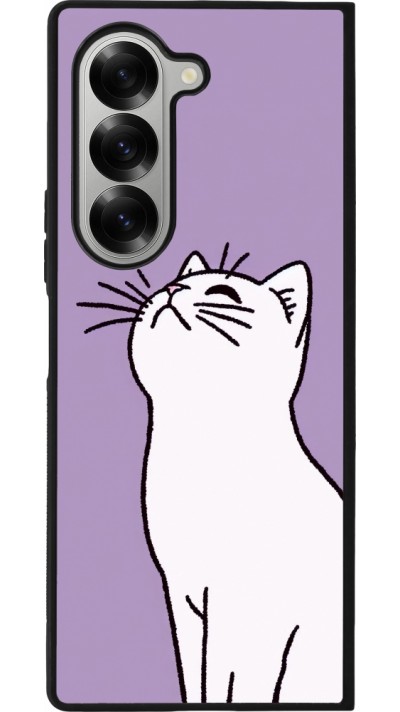 Samsung Galaxy Z Fold6 Case Hülle - Silikon schwarz Chat auf lila Hintergrund