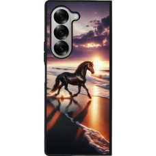 Samsung Galaxy Z Fold6 Case Hülle - Silikon schwarz Pferd majestätisch Strand