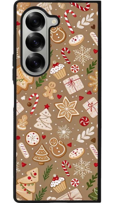 Samsung Galaxy Z Fold6 Case Hülle - Silikon schwarz Christmas 25 Pattern Ginger Cookie
