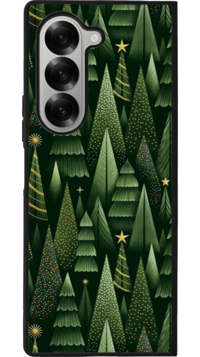 Samsung Galaxy Z Fold6 Case Hülle - Silikon schwarz Christmas 25 Pattern Xmas Tree