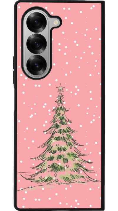 Samsung Galaxy Z Fold6 Case Hülle - Silikon schwarz Christmas 25 Pink Tree